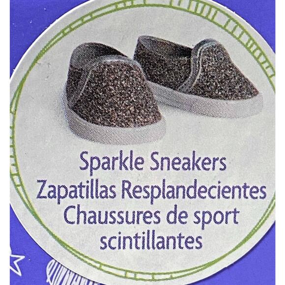 American Girl Doll SPARKLE SNEAKERS Silver MultiColor Glitter Slip On Shoes BOX! - Picture 3 of 5